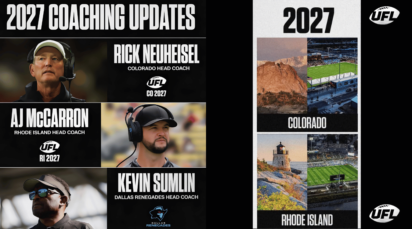 UFL Announces Coaches For New Markets & The Renegades!